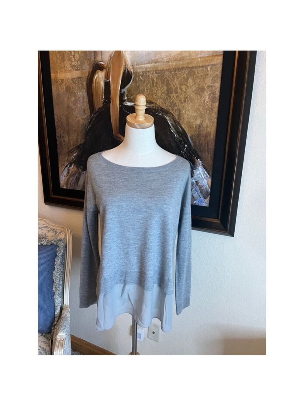 Women's EILEEN FISHER Gray Cashmere Crew Neck Sweater S F